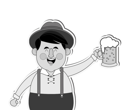 flat design bavarian man with beer icon vector illustrationのイラスト素材