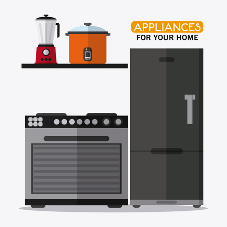 stove blender cooker fridge appliances supplies electronic home icon. Colorful and flat design. Vector illustrationのイラスト素材