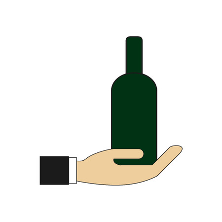 bottle alcohol drink menu restaurant icon. Flat and isolated design. Vector illustrationのイラスト素材