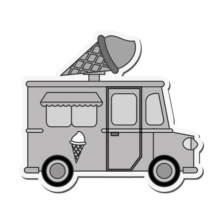 truck ice cream delivery fast food urban business icon. Flat and isolated design. Vector illustrationのイラスト素材