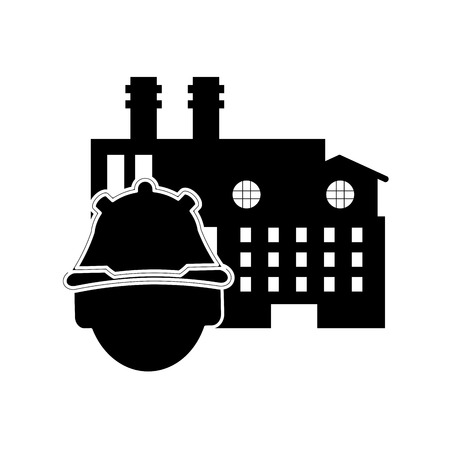flat design factory and helmet icon vector illustration vector illustrationのイラスト素材