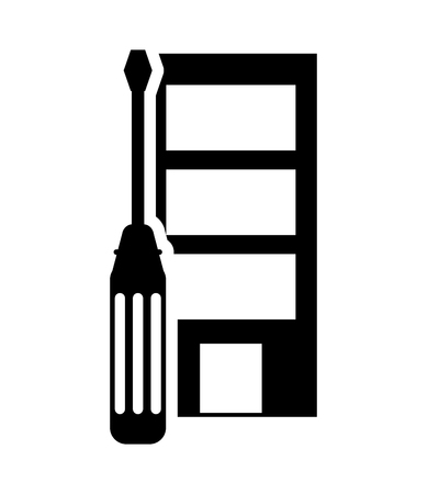 flat design building and screwdriver icon vector illustrationのイラスト素材