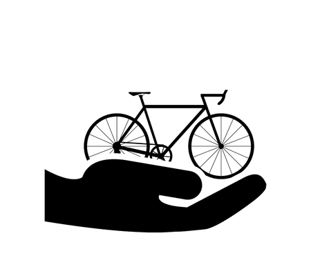 flat design sheltering hands and bike icon vector illustrationのイラスト素材
