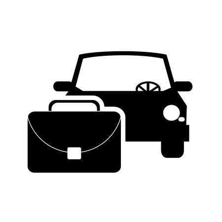 flat design car and suitcase icon vector illustrationのイラスト素材