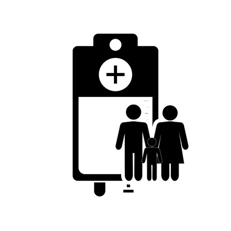 flat design iv drip bag and family pictogram icon vector illustrationのイラスト素材