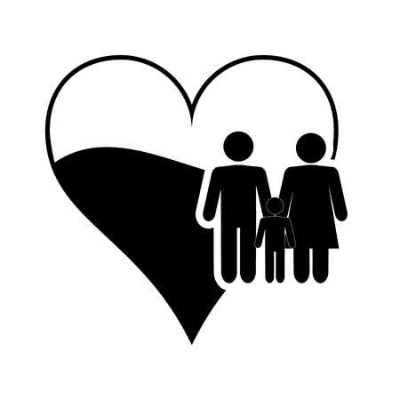 flat design heart cartoon and family pictogram icon vector illustrationのイラスト素材