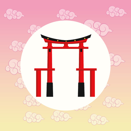 arch architecture building japan culture landmark asia famous icon. Colorful design. Vector illustrationのイラスト素材
