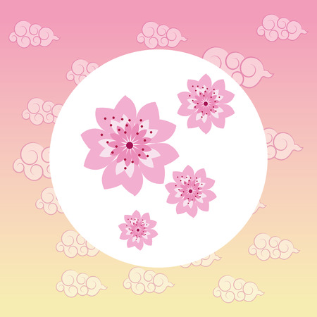flower pink japan culture landmark asia famous icon. Colorful design. Vector illustrationのイラスト素材