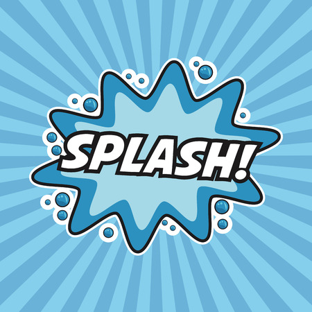 blue splash water cartoon pop art comic retro communication icon. Colorful design. Vector illustrationのイラスト素材