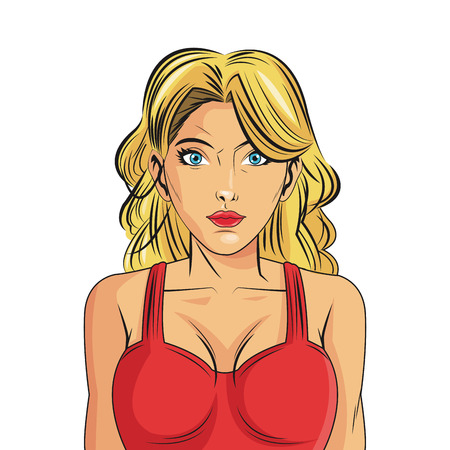 woman female girl cartoon pop art comic retro icon. Colorful and isolated design. Vector illustrationのイラスト素材