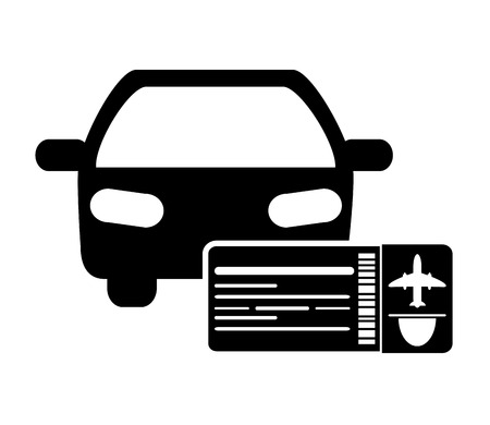 flat design car and boarding pass icon vector illustrationのイラスト素材
