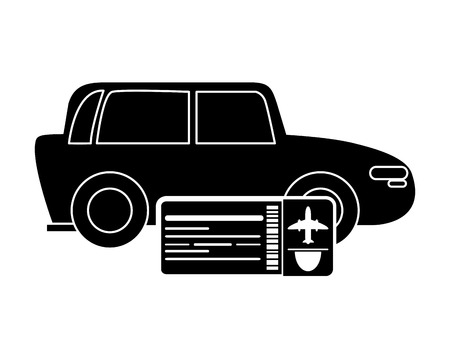 flat design car and boarding pass icon vector illustrationのイラスト素材