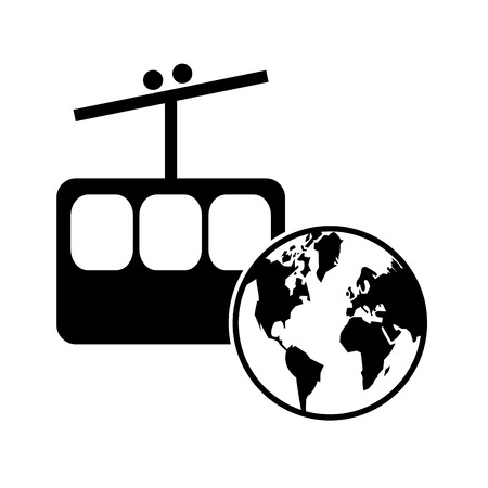 flat design funicular and earth globe icon vector illustrationのイラスト素材