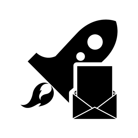 flat design rocket and envelope icon vector illustrationのイラスト素材