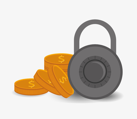 safety lock with coins system security designのイラスト素材