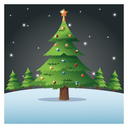 pine tree plant and snow icon. Merry christmas decoration. Colorful and frame design. Vector illustrationのイラスト素材