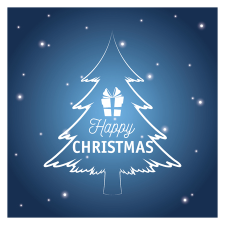 pine tree plant icon. Merry christmas decoration. Colorful and frame design. Blue background. Vector illustrationのイラスト素材