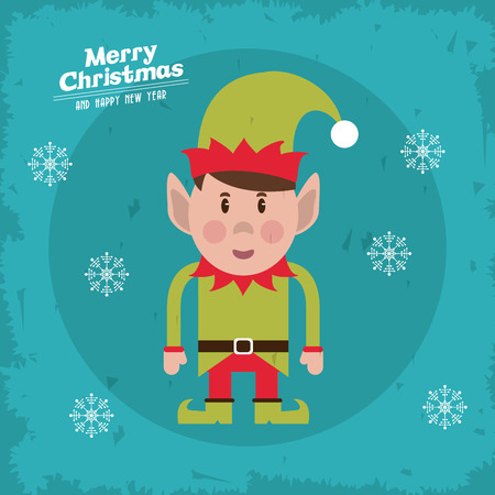 elf cartoon icon. Merry christmas decoration. Colorful design. Vector illustrationのイラスト素材