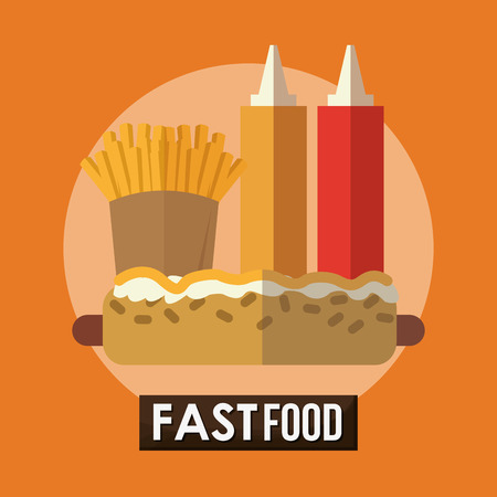 hot dog fries and sauce icon. fast food menu american and restaurant theme. Colorful design. Vector illustrationのイラスト素材