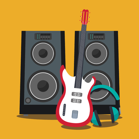 Guitar headphone and speaker instrument icon. Music sound and concert design. Vector illustrationのイラスト素材
