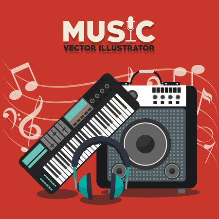 speaker piando and headphone instrument icon. Music sound and concert design. Vector illustrationのイラスト素材