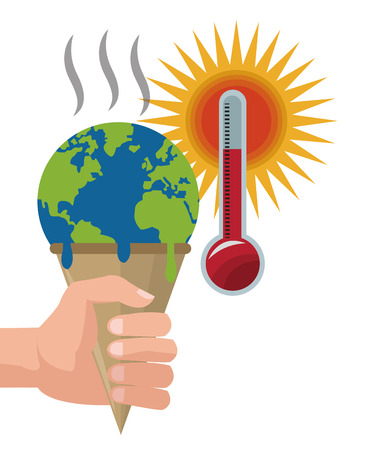 planet ice cream and thermometer icon. Global warming nature and environment design. Vector illustrationのイラスト素材
