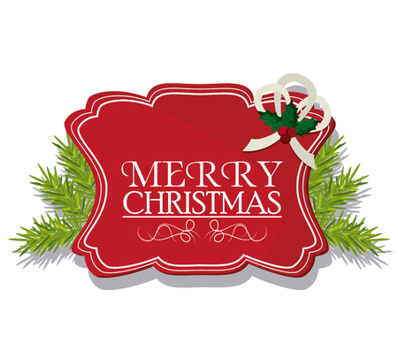 label and frame merry christmas card icon. Colorful design. Vector illustrationのイラスト素材