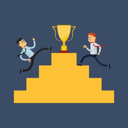 flat design businessmen competing for trophy icon vector illustrationのイラスト素材