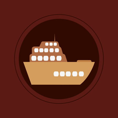 flat design single cruise ship icon on maroon background vector illustrationのイラスト素材