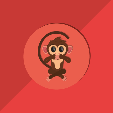 flat design jungle monkey cartoon emblem vector illustrationのイラスト素材