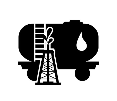 flat design oil tank and rig icon vector illustrationのイラスト素材