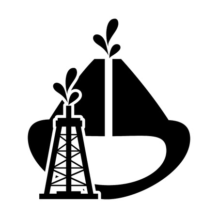 flat design oil reservoir and oil rig icon vector illustrationのイラスト素材