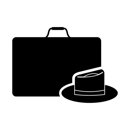 flat design travel suitcase and hat icon vector illustrationのイラスト素材