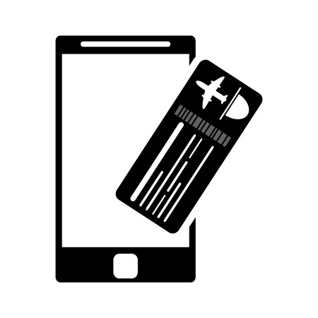 flat design modern cellphone and boarding pass  icon vector illustrationのイラスト素材