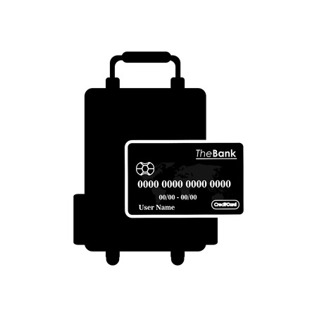flat design travel suitcase and debit or credit card  icon vector illustrationのイラスト素材