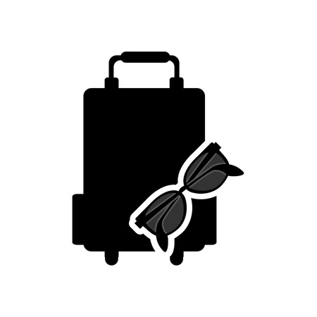 flat design travel suitcase and sunglasses icon vector illustrationのイラスト素材