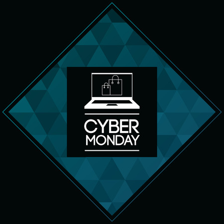 Laptop icon. Cyber Monday ecommerce and market theme. Polygonal frame design. Vector illustrationのイラスト素材