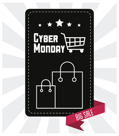 Shopping bag icon. Cyber Monday ecommerce and market theme. Black and white design. Vector illustrationのイラスト素材