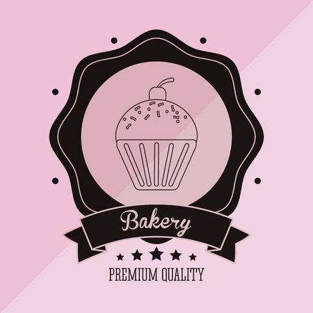 flat design muffin  bakery related emblem image vector illustrationのイラスト素材
