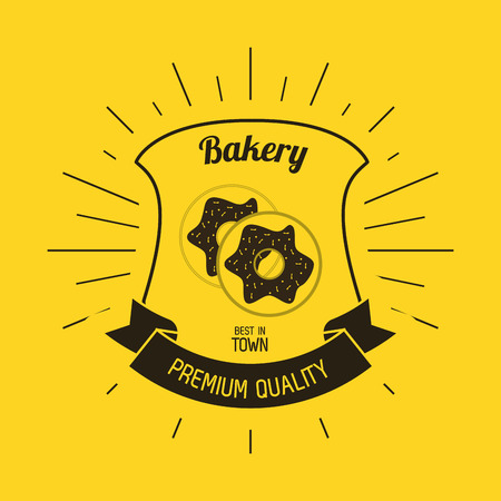 flat design bakery related emblem image vector illustrationのイラスト素材