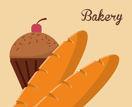 flat design bakery related emblem image vector illustrationのイラスト素材