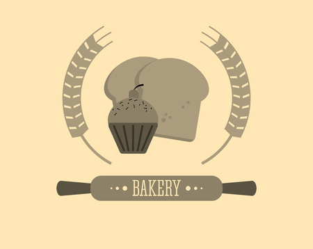 flat design bakery related emblem image vector illustrationのイラスト素材