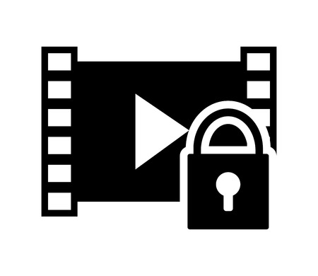 video strip and safety lock  icon vector illustrationのイラスト素材