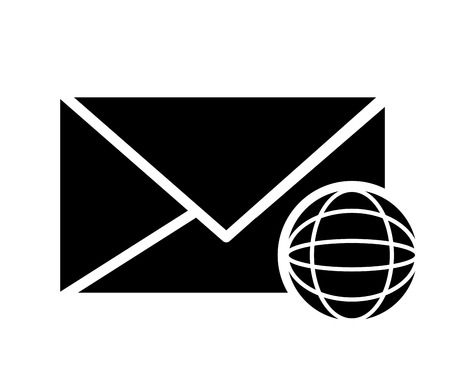 flat design message envelope and  earth globe diagram  icon vector illustrationのイラスト素材