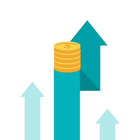 flat design coin and up arrow  icon vector illustrationのイラスト素材