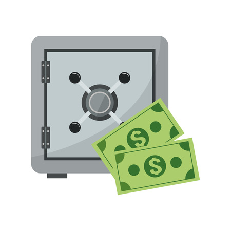 flat design safe box and dollar bills icon vector illustrationのイラスト素材