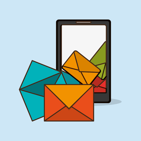 flat design mobile phone messaging image vector illustrationのイラスト素材