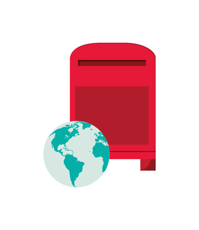flat design mailbox and  earth globe  icon vector illustrationのイラスト素材