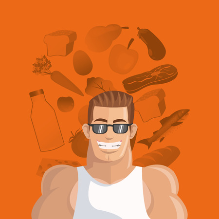 person with healthy food icons image vector illustration designのイラスト素材