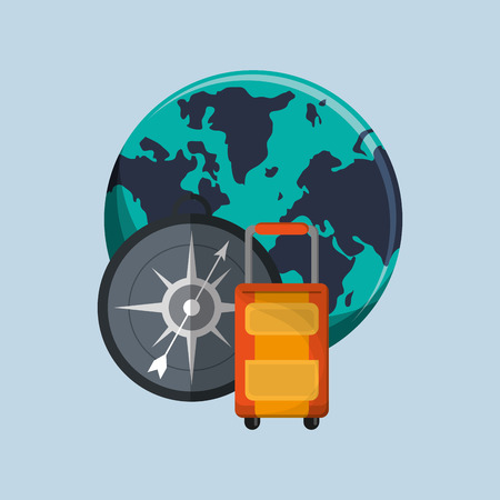 flat design earth globe vacation travel icons image vector illustrationのイラスト素材